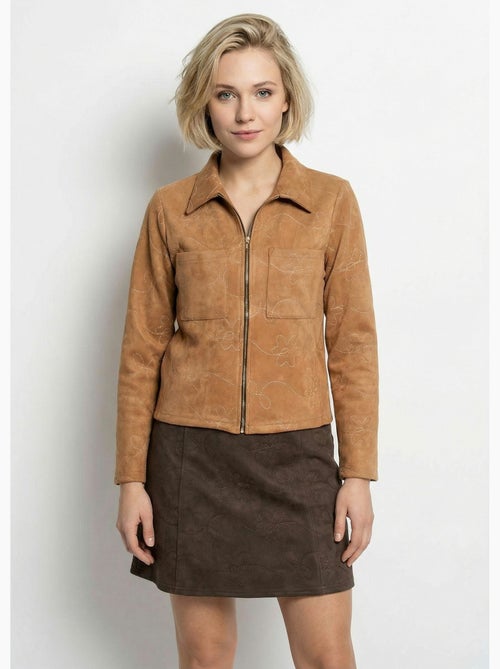 Veste zippée style motard, simili cuir - Kiabi