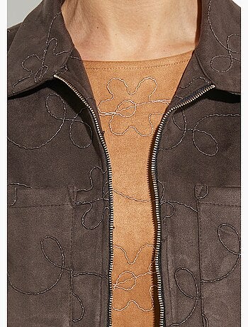 Veste zippée style motard, simili cuir