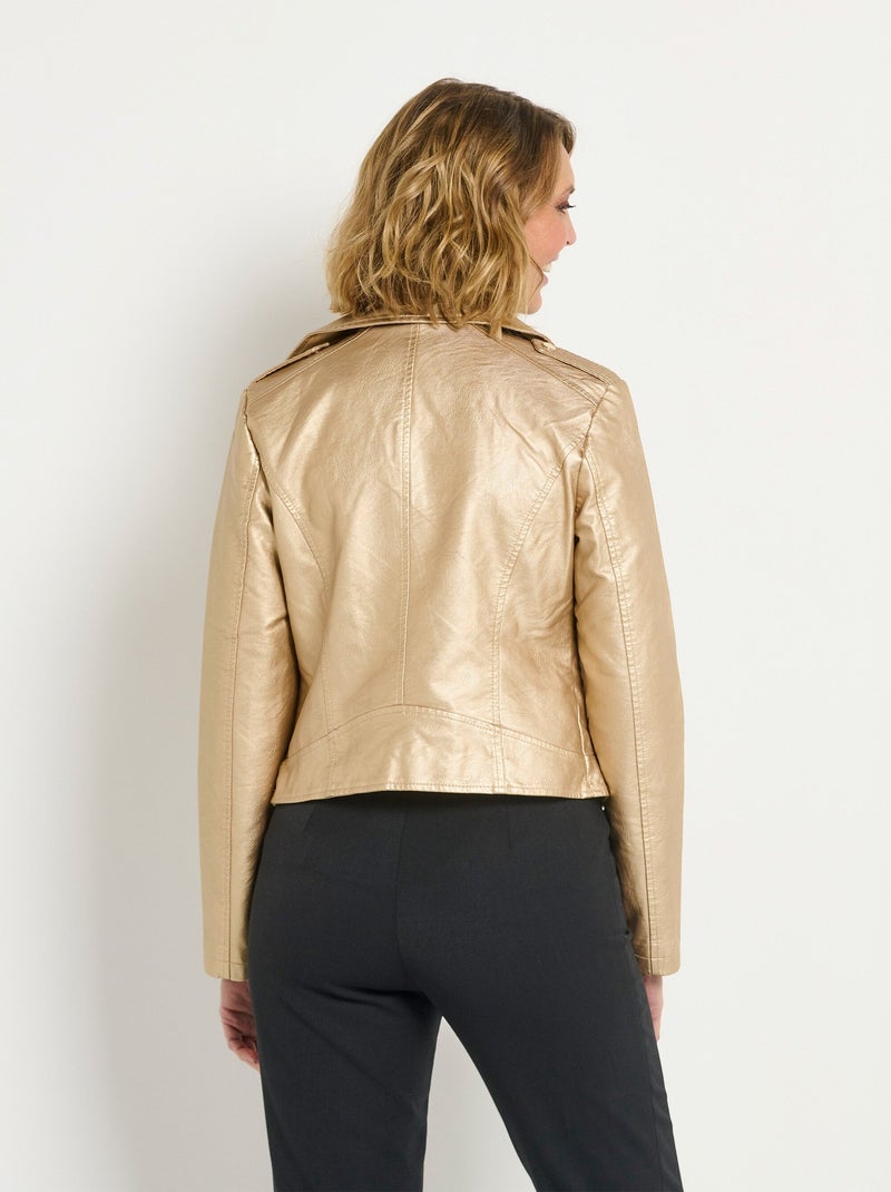 Veste zippée tendance en simili cuir Doré/or - Kiabi