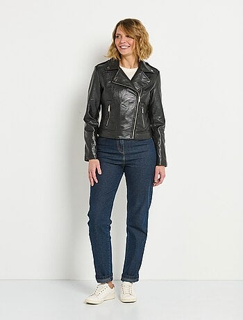 Veste zippée tendance en simili cuir