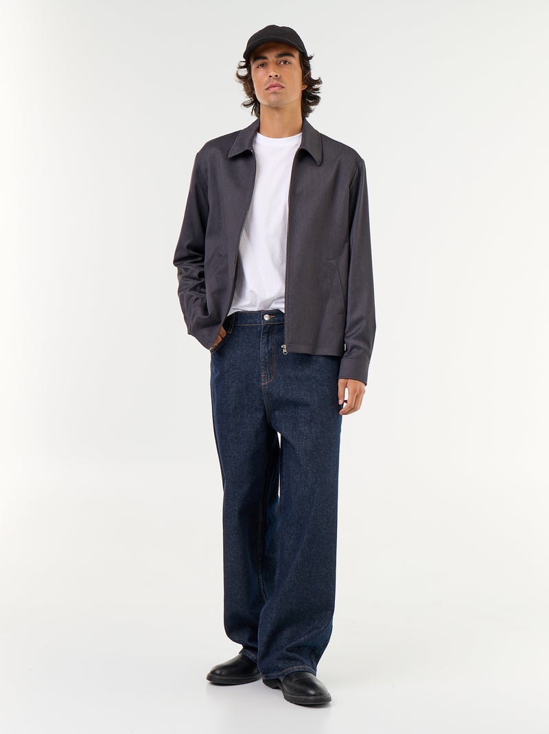 Veste zippée unie Gris - Kiabi