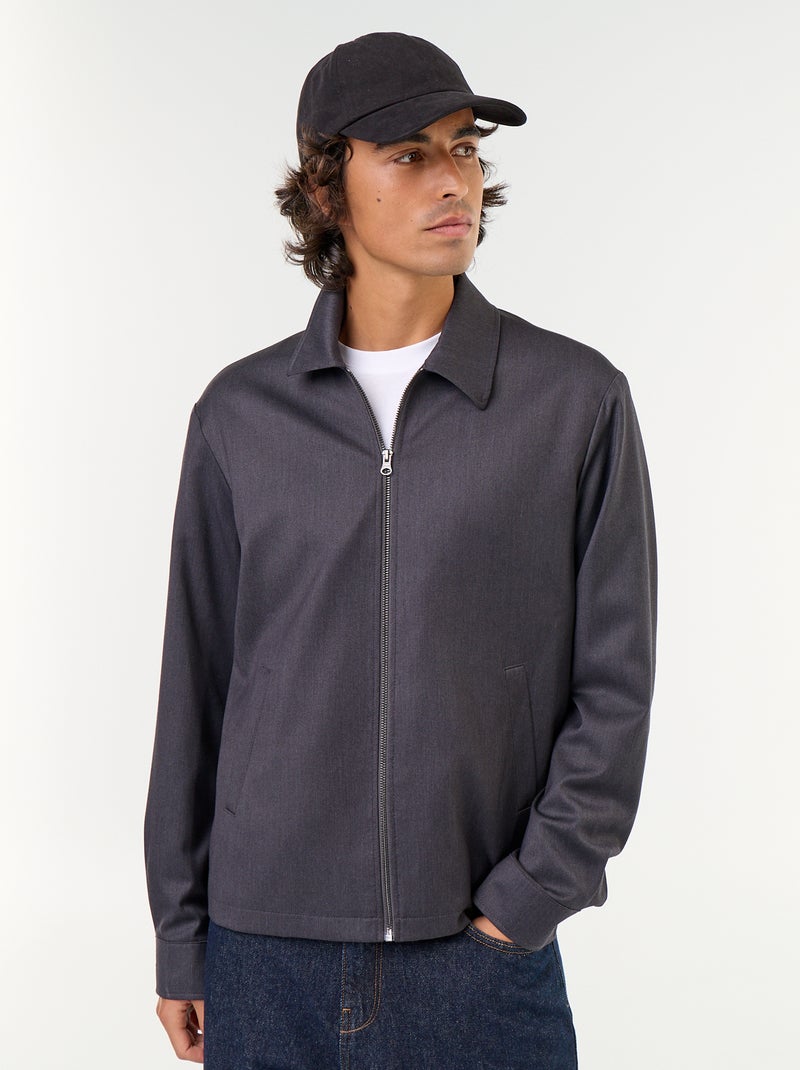 Veste zippée unie Gris - Kiabi