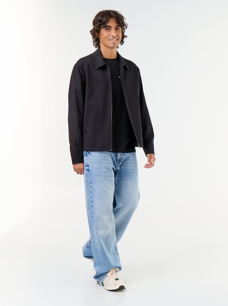 Veste zippée unie Noir - Kiabi