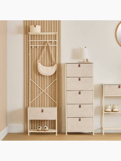 Vestiaire 4 patères avec tiroir TISSA - Beige - Kiabi