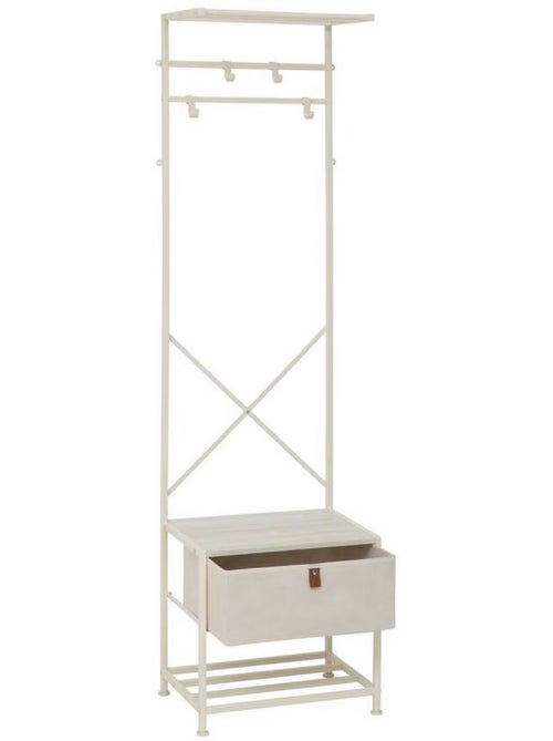 Vestiaire 4 patères avec tiroir TISSA - Beige - Kiabi