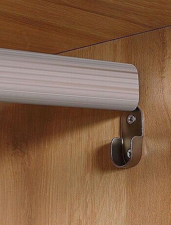 Vestiaire d'entrée avec barre de penderie 3 niches 3 tiroirs et rideau tissu