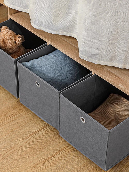 Vestiaire d'entrée avec barre de penderie 3 niches 3 tiroirs et rideau tissu - Kiabi