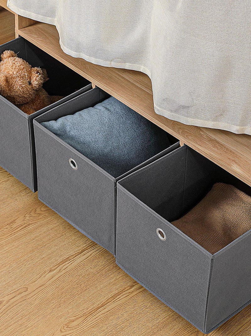Vestiaire d'entrée avec barre de penderie 3 niches 3 tiroirs et rideau tissu Beige - Kiabi