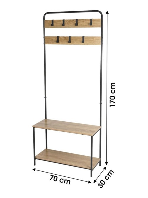 Vestiaire en métal porte-manteaux avec 2 étagères - Kiabi