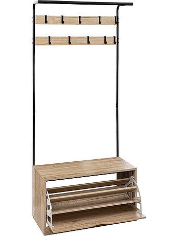 Vestiaire penderie avec range-chaussures en métal jano