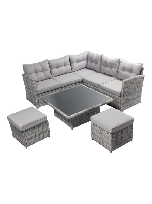 VIANA - Salon de jardin 6 places gris - Kiabi