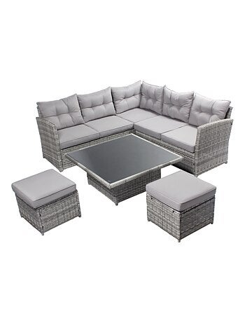 VIANA Salon de jardin 6 places gris