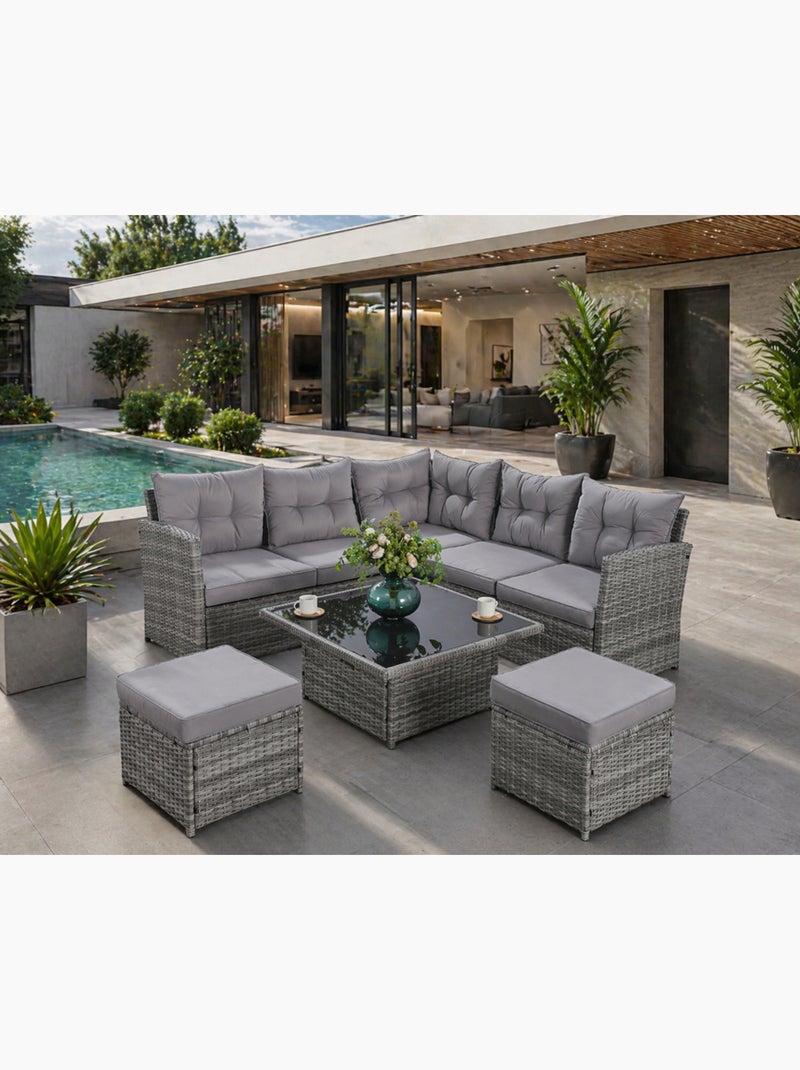 VIANA Salon de jardin 6 places gris Gris - Kiabi