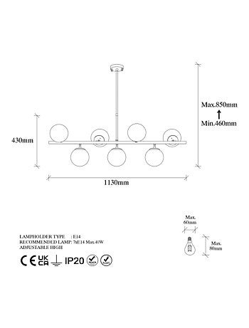 Victoire - Suspension dorée 7 lampes