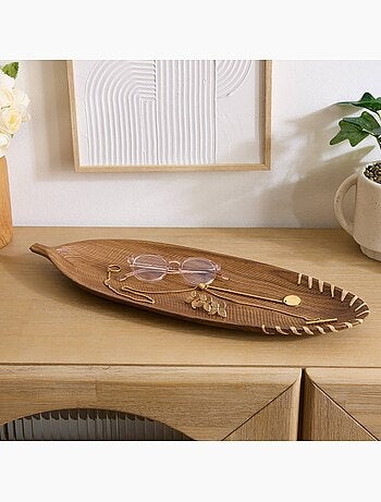 Vide-poche en bois forme feuille L49.5cm AVI