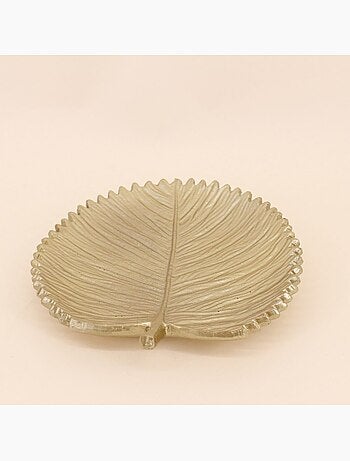 Vide poche feuille en polyrésine doré 20cm