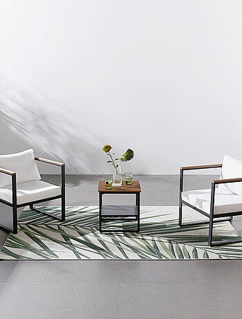 VIGO - Salon de jardin 2 places gris anthracite et effet bois + table