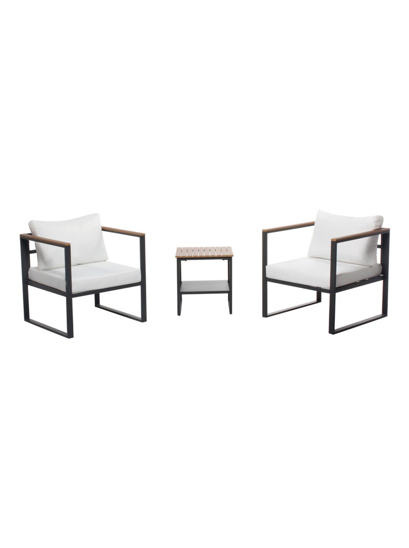 VIGO - Salon de jardin 2 places gris anthracite et effet bois + table Gris - Kiabi
