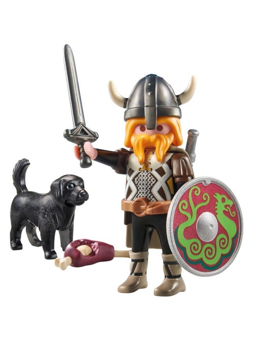 Viking avec son chien, bouclier, casque et armes - Kiabi