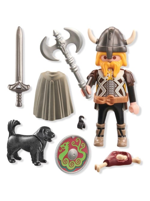 Viking avec son chien, bouclier, casque et armes - Kiabi