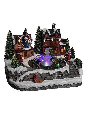 Village de Noël animé et lumineux Fontaine