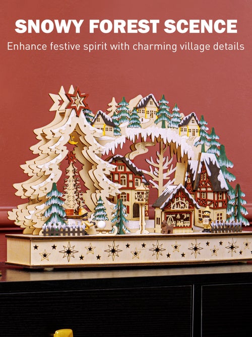 Village de Noël lumineux animé en bois - 20 LED - Kiabi