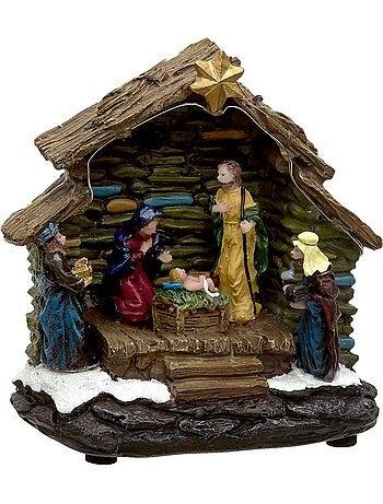 Village de noël lumineux crèche 5 led à piles