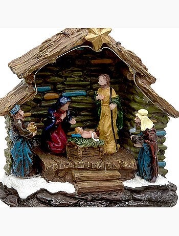 Village de noël lumineux crèche 5 led à piles