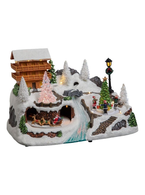 Village de Noël lumineux et animé avec chalet - Kiabi