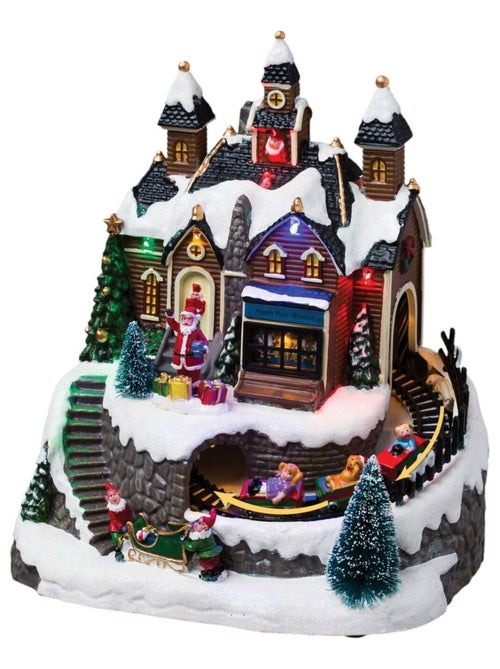 Village de Noël lumineux et musical avec atelier de cadeaux - Kiabi Village de Noël lumineux et musical avec atelier de cadeaux - Kiabi