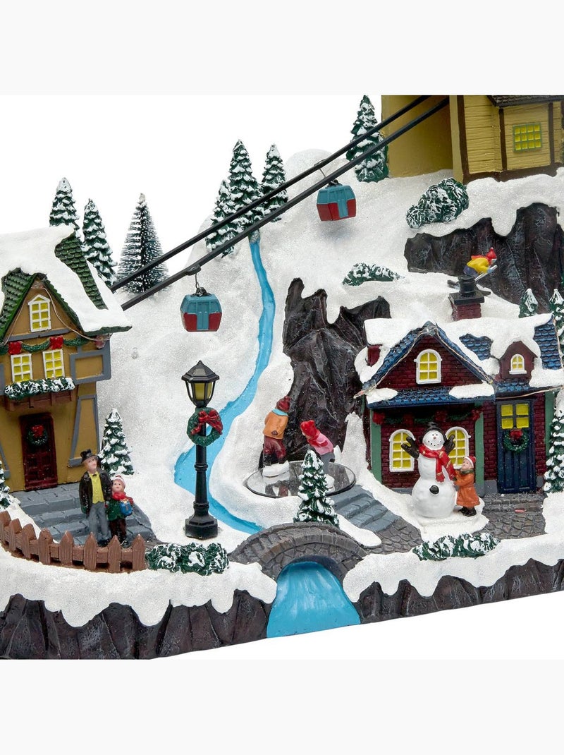 Village de noël lumineux téléski animé et musical 17 led sur secteur Multicolore - Kiabi