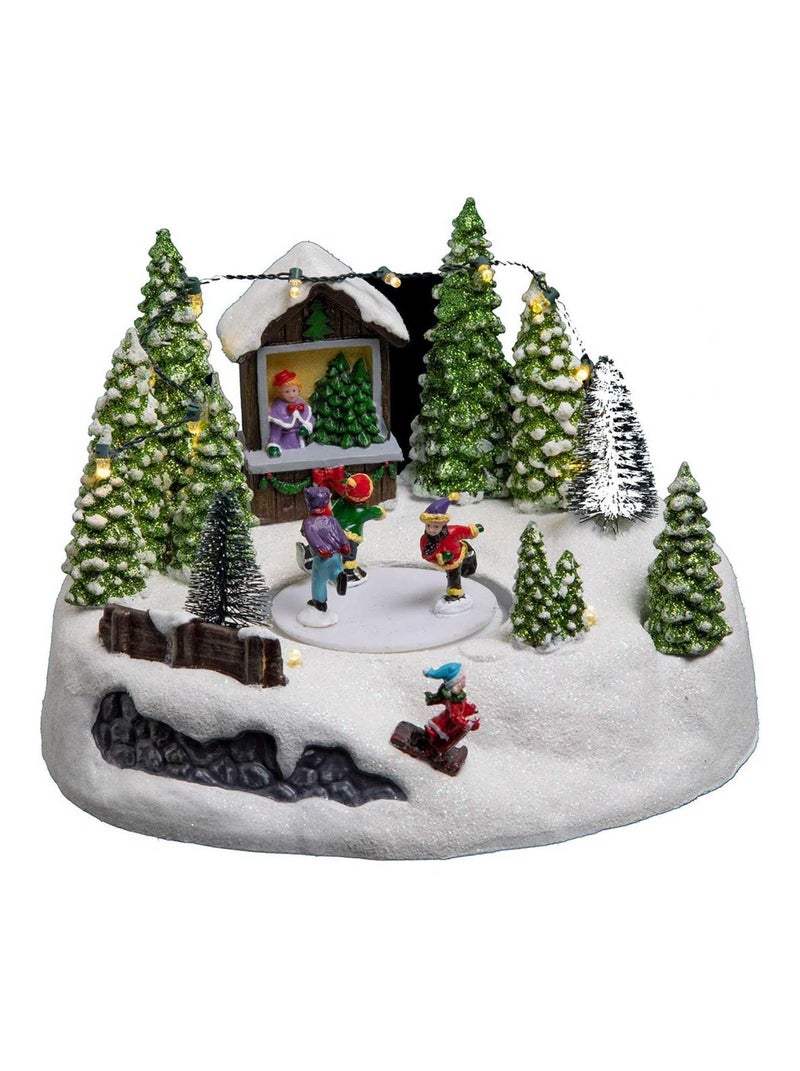 Village de Noël patinoire et forêt 13 LED Blanc - Kiabi