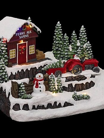 Village de Noël tracteur 10 LED