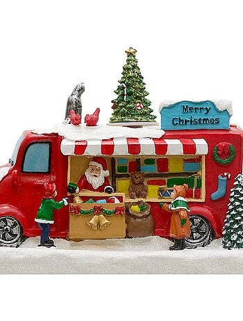 Village lumineux camion du père noël animé et musical 5 led à piles