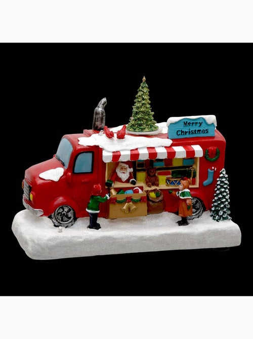Village lumineux camion du père noël animé et musical 5 led à piles - Kiabi