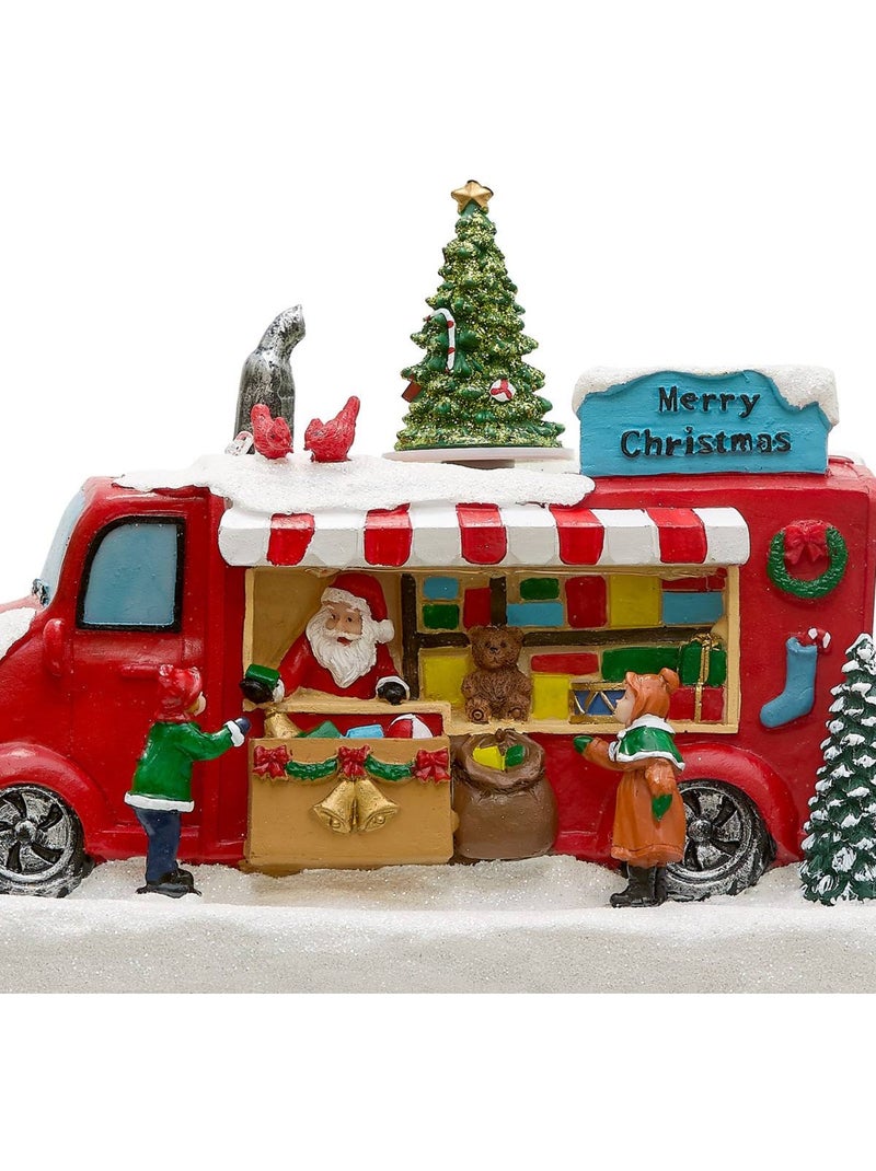 Village lumineux camion du père noël animé et musical 5 led à piles Multicolore - Kiabi