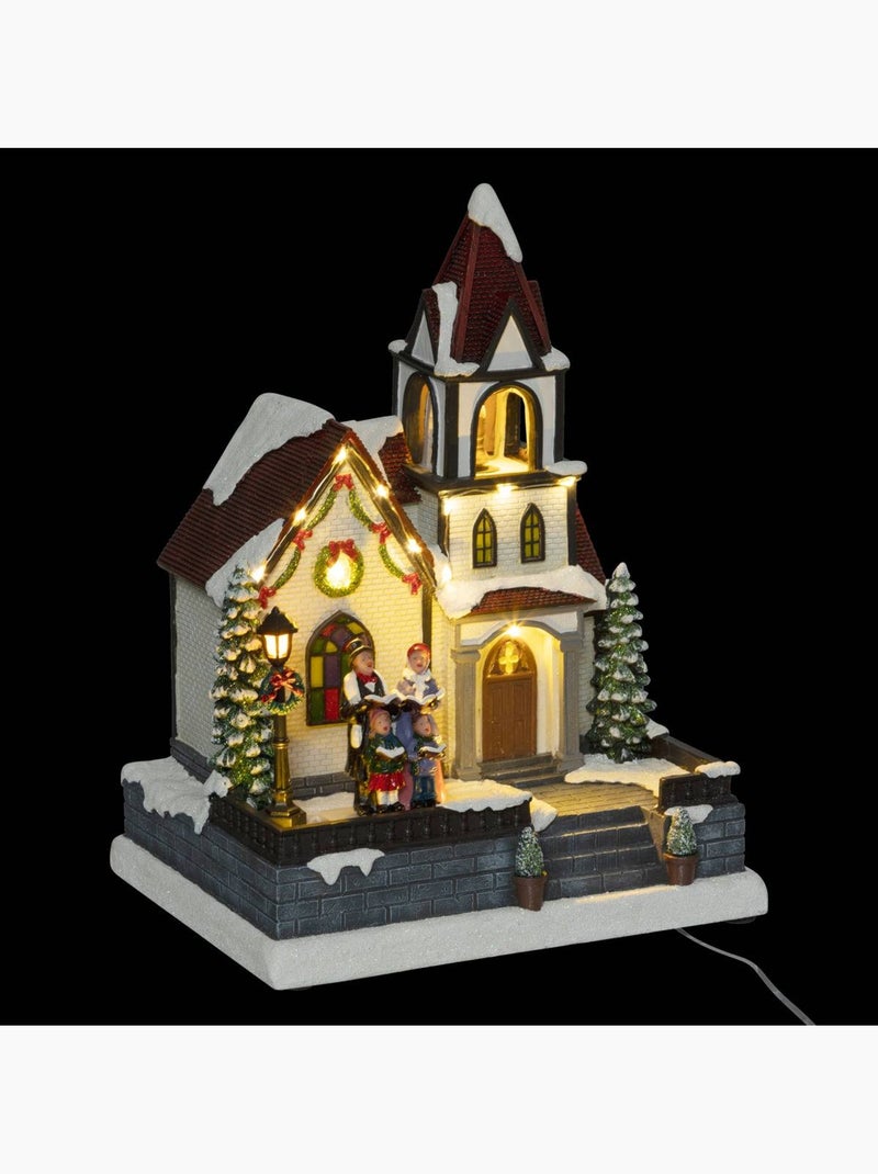 Village lumineux clocher musical à mouvement 17 led h30,5 cm fyris Multicolore - Kiabi