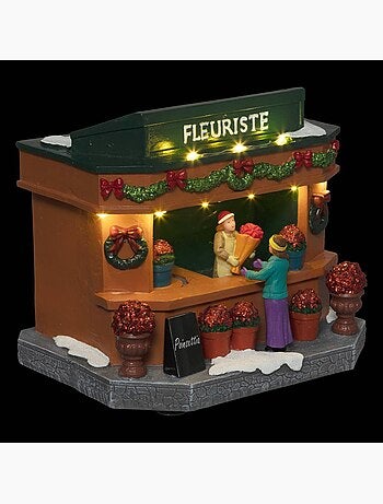 Village lumineux fleuriste 9 led h17,3 cm à mouvement myrk