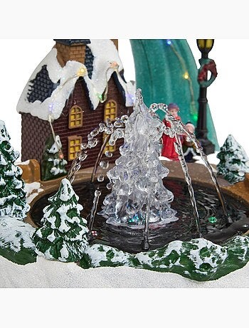 Village lumineux fontaine père noël et traineau 20 led