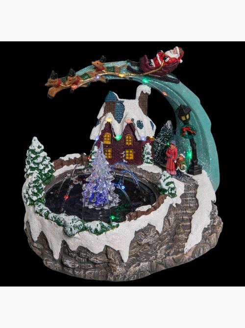 Village lumineux fontaine père noël et traineau 20 led - Kiabi