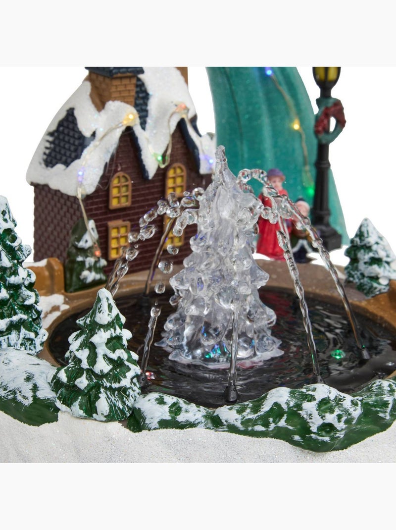 Village lumineux fontaine père noël et traineau 20 led Multicolore - Kiabi