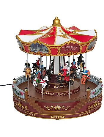 Village lumineux grand carrousel musical à mouvement 52 led