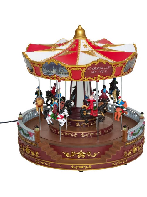 Village lumineux grand carrousel musical à mouvement 52 led - Kiabi