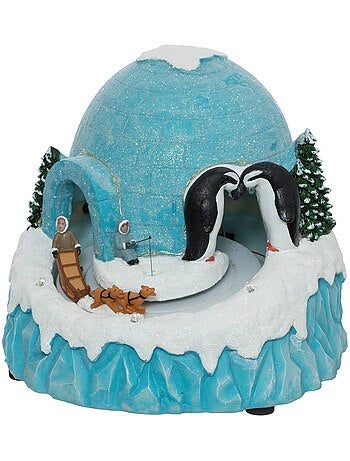 Village lumineux igloo 20 led h21 cm musical à mouvement bard