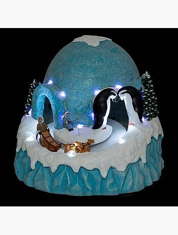 Village lumineux igloo 20 led h21 cm musical à mouvement bard
