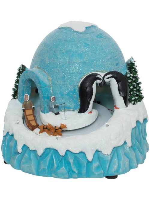 Village lumineux igloo 20 led h21 cm musical à mouvement bard - Kiabi