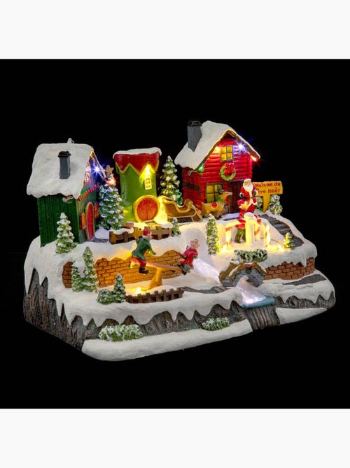 Village lumineux jeux de lutins 13 led long 31 cm musical à mouvement lilla - Kiabi