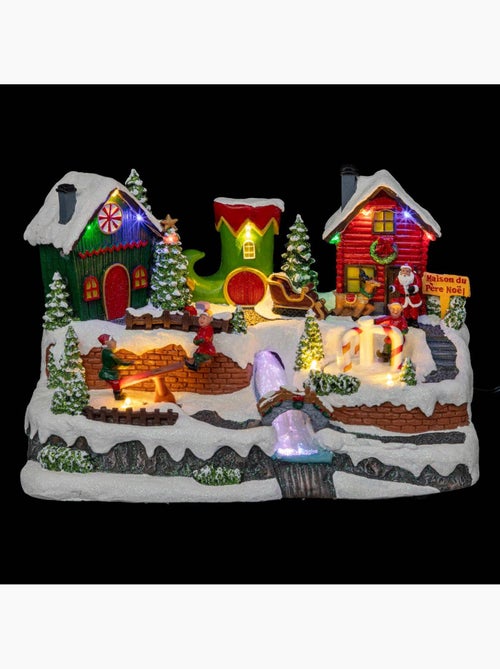 Village lumineux jeux de lutins 13 led long 31 cm musical à mouvement lilla - Kiabi