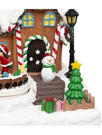 Village lumineux père noël bonhomme de neige train 11 led musical et avec mouvement kandy