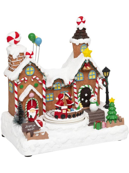 Village lumineux père noël bonhomme de neige train 11 led musical et avec mouvement kandy - Kiabi